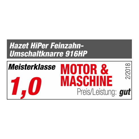 HAZET HiPer Feinzahn-Umschaltknarre 916HP Vierkant massiv 12,5 mm (1/2 Zoll)