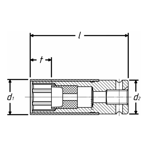 HAZET krachtdop 1/2" zeskant lang