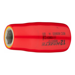 HAZET Inserto chiave a bussola, esagonale, con isolamento di protezione 900KV-12, Attacco quadro, cavo, 12,5mm (1/2"), Profilo trazione esagono esterno, 12mm
