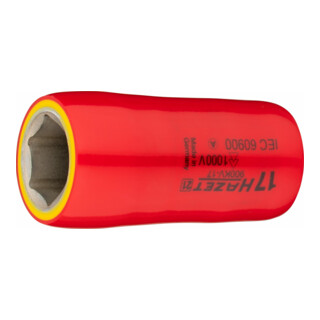 HAZET Inserto chiave a bussola, esagonale, con isolamento di protezione 900KV-17, Attacco quadro, cavo, 12,5mm (1/2"), Profilo trazione esagono esterno, 17mm