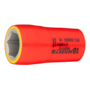HAZET Inserto chiave a bussola, esagonale, con isolamento di protezione 900KV-18, Attacco quadro, cavo, 12,5mm (1/2"), Profilo trazione esagono esterno, 18mm