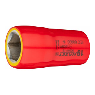HAZET Inserto chiave a bussola, esagonale, con isolamento di protezione 900KV-19, Attacco quadro, cavo, 12,5mm (1/2"), Profilo trazione esagono esterno, 19mm