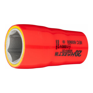 HAZET Inserto chiave a bussola, esagonale, con isolamento di protezione 900KV-20, Attacco quadro, cavo, 12,5mm (1/2"), Profilo trazione esagono esterno, 20mm