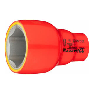 HAZET Inserto chiave a bussola, esagonale, con isolamento di protezione 900KV-32, Attacco quadro, cavo, 12,5mm (1/2"), Profilo trazione esagono esterno, 32mm