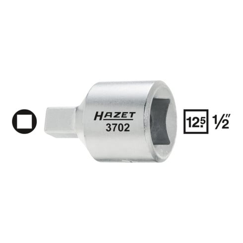 HAZET Inserto chiave a bussola giravite per servizio olio 3702, Attacco quadro, cavo, 12,5mm (1/2"), Profilo attacco quadro interno, 8mm