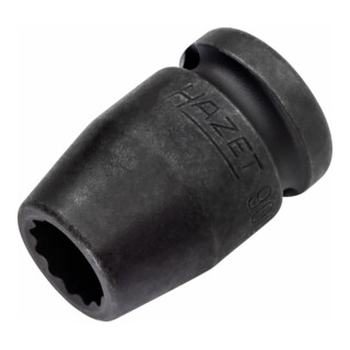 HAZET Set di bussole (esagono doppio) per avvitatore a percussione ed elettrico 900SZ-18 quadro cavo 12,5mm (1/2 pollice) profilo a doppio esagono esterno Traction 18