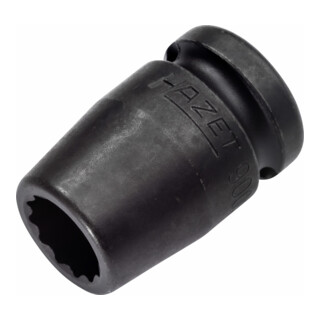 HAZET Set di bussole (esagono doppio) per avvitatore a percussione ed elettrico 900SZ-18 quadro cavo 12,5mm (1/2 pollice) profilo a doppio esagono esterno Traction 18