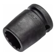 HAZET Set di bussole (esagono doppio) per avvitatore a percussione ed elettrico 900SZ-18 quadro cavo 12,5mm (1/2 pollice) profilo a doppio esagono esterno Traction 18-1