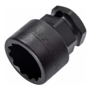 HAZET Inserto chiave a bussola per avvitatori ad impulso, A doppio esagono 900SZ6-22, Attacco quadro, cavo, 12,5mm (1/2"), Attacco esagonale esterno 24mm, Profilo trazione doppio esagono esterno, 22mm