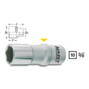 HAZET Inserto chiave a bussola per candele 880AMGT-1, Attacco quadro, cavo, 10mm (3/8"), Profilo esagonale esterno, 16mm ∙<sup>5</sup>⁄<sub>8</sub> ″-3