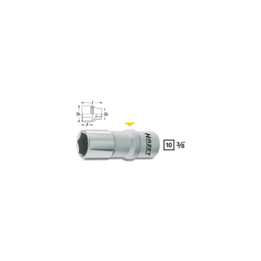 HAZET Inserto chiave a bussola per candele 880AMGT-1, Attacco quadro, cavo, 10mm (3/8"), Profilo esagonale esterno, 16mm ∙<sup>5</sup>⁄<sub>8</sub> ″