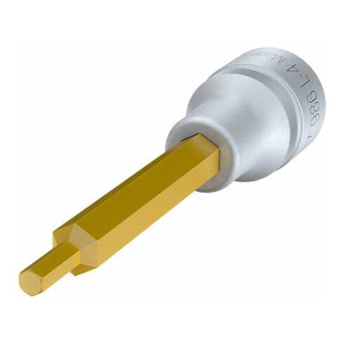 HAZET Inserto chiave a bussola per giraviti 986L-4, Attacco quadro, cavo, 12,5mm (1/2"), Profilo esagonale interno, 4mm