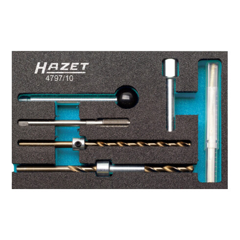 HAZET Kit de réparation filetage pour la vis de fixation de l'injecteur 4797/10 ∙ Nombre d'outils : 10