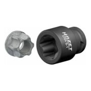 HAZET Krachtdopsleutel ∙ met speciaal profiel 2784S-1 ∙ Vierkant hol 12,5 mm (1/2 inch) ∙ Ribbelprofiel ∙ 39 mm-5