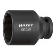 HAZET Krachtdopsleutel ∙ twaalfkant 3047-36 ∙ Vierkant hol 12,5 mm (1/2 inch) ∙ Buiten-twaalfkant-tractieprofiel ∙ 36 mm