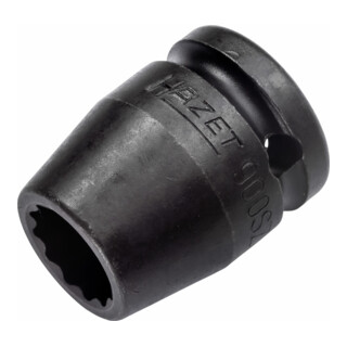 Hazet Impact, Machineschroevendraaier Socket (Dubbele Hex) 900SZ-18 Vierkante Holle 12,5 mm (1/2 in.) Buiten Dubbele Hex Tractie Profiel 18