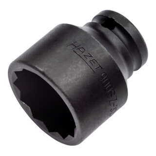 Hazet Impact, Machineschroevendraaier Socket (Dubbele Hex) 900SZ-18 Vierkante Holle 12,5 mm (1/2 in.) Buiten Dubbele Hex Tractie Profiel 18