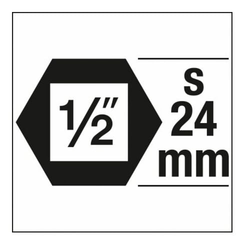 HAZET Krachtdopsleutel ∙ twaalfkant 900SZ6-27 ∙ Vierkant hol 12,5 mm (1/2 inch), Buitenzeskant 24 mm ∙ Buiten-twaalfkant-tractieprofiel ∙ 27 mm