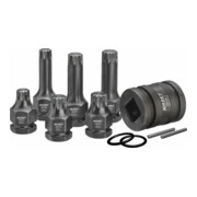 HAZET Krachtdopsleutelbitset 990S/11 ∙ Vierkant hol 20 mm (3/4 inch), Vierkant hol 12,5 mm (1/2 inch), Buitenzeskant 24 mm ∙ Binnenveeltandprofiel XZN ∙ M14 ∙ M16 ∙ M18 ∙ Aantal gereedschappen: 11
