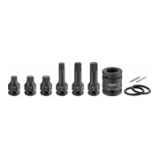 HAZET Krachtdopsleutelbitset 990S/11 ∙ Vierkant hol 20 mm (3/4 inch), Vierkant hol 12,5 mm (1/2 inch), Buitenzeskant 24 mm ∙ Binnenveeltandprofiel XZN ∙ M14 ∙ M16 ∙ M18 ∙ Aantal gereedschappen: 11-5