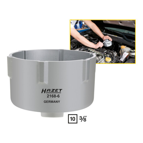 HAZET Kraftstoff-Filter-Lösewerkzeug 2168-6 Vierkant hohl 10 mm (3/8 Zoll) Rillenprofil