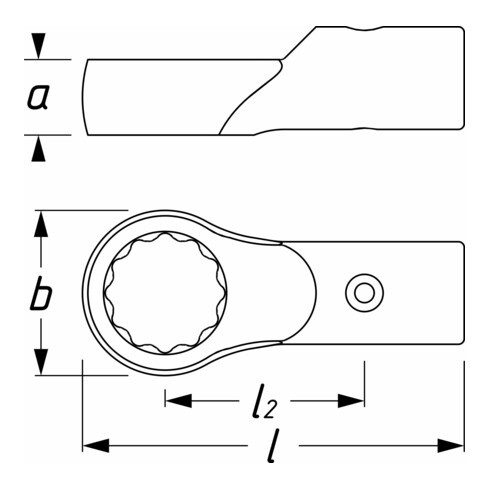 HAZET Leva della chiave ad anello 6630A-36, ⌀ con sede circolare 21 / 26mm, Profilo a doppio esagono esterno, 36mm