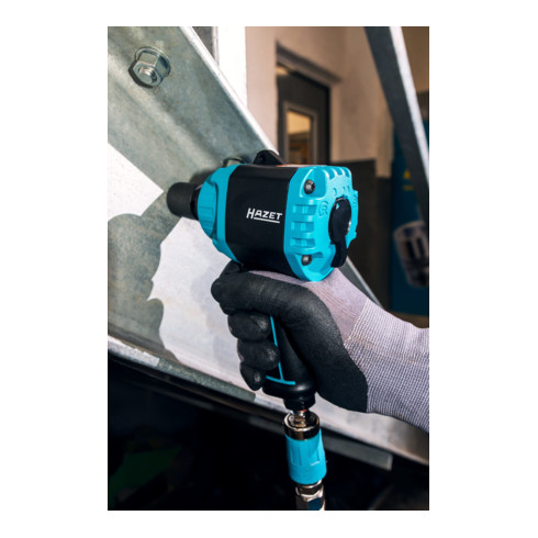 HAZET Mini Twin Turbo Schlagschrauber, extra kurz 9012MTT Lösemoment maximal: 1600 Nm Vierkant massiv 12,5 mm (1/2 Zoll) Hochleistungs-Doppelhammer-Schlagwerk