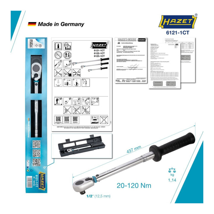 HAZET Momentsleutel 6121-1CTCAL 20-120 Nm 1/2"
