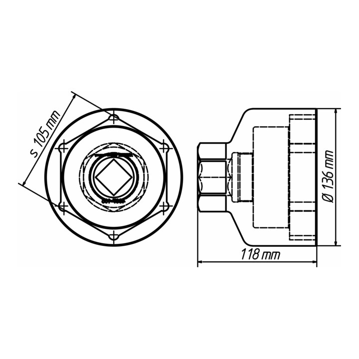 HAZET Nkw Achsmutter-Steckschlüssel-Satz DAF, RENAULT, Volvo 4937-105/2 Vierkant hohl 25 mm (1 Zoll) Außen-Sechskant Profil 105 Anzahl Werkzeuge: 2