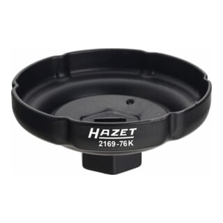 HAZET Oliefiltersleutel 2169-76K ∙ Vierkant hol 12,5 mm (1/2 inch) ∙ Ribbelprofiel ∙ 85 mm