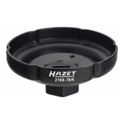 HAZET Oliefiltersleutel 2169-76K ∙ Vierkant hol 12,5 mm (1/2 inch) ∙ Ribbelprofiel ∙ 85 mm