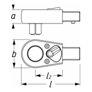 HAZET Omkeerbare ratel 6404-1 Vierkant verzonken 14 x 18 mm Vierkant massief 12,5 mm (1/2 inch)-3