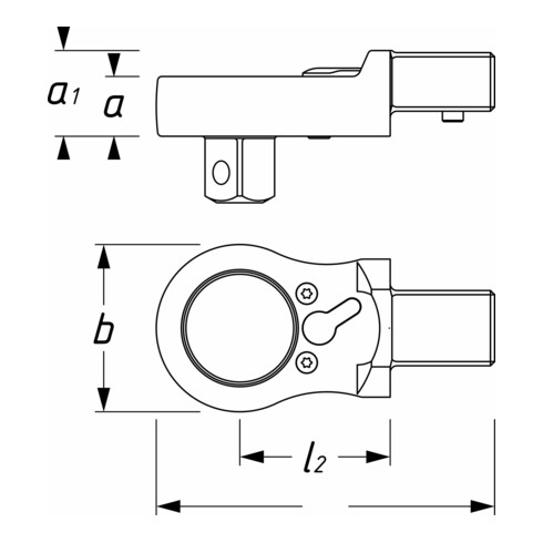 Eenhendel omkeerbare ratel1/2" 14x18mm Hazet