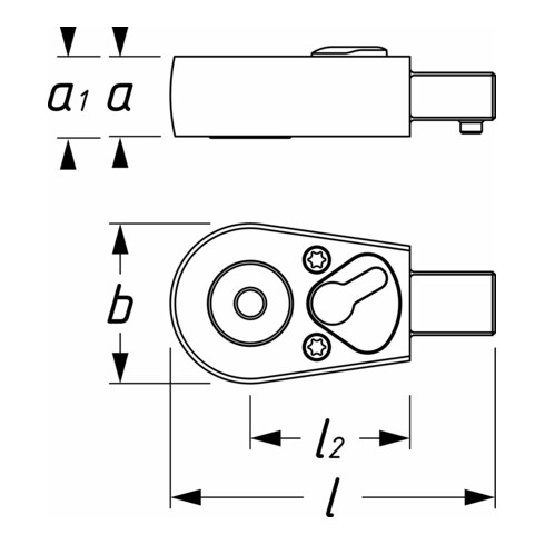 HAZET Omschakelratels voor bits 6408-1 ∙ Insteekvierkant 9 x 12 mm ∙ Zeskant hol 8 mm (5/16 inch)