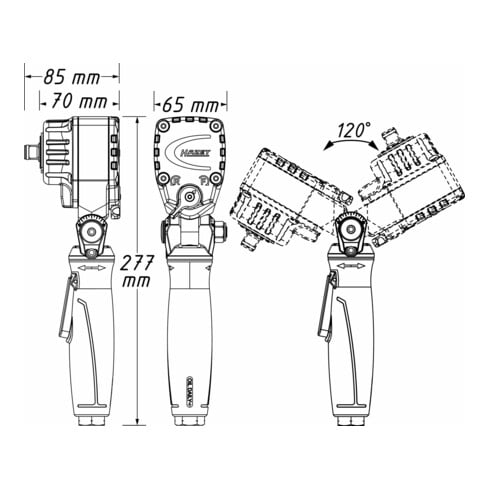 HAZET  Perslucht-hoekslagschroefmachine Twin Turbo, Type: 9012ATT