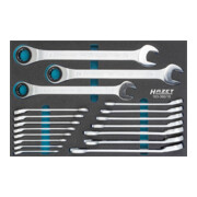 HAZET ratelringsleutelset 163-366/18 uitwendig dubbel zeskantig tractieprofiel 8 - 32 Aantal gereedschappen: 18