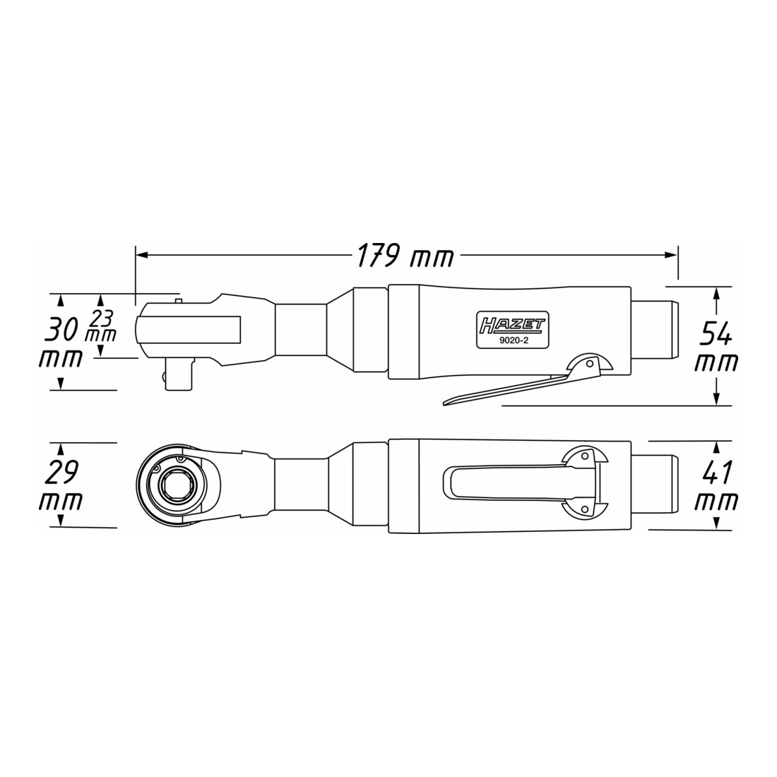 HAZET Ratelschroevendraaier 9020-2 ∙ Vierkant massief 6,3 mm (1/4 inch)
