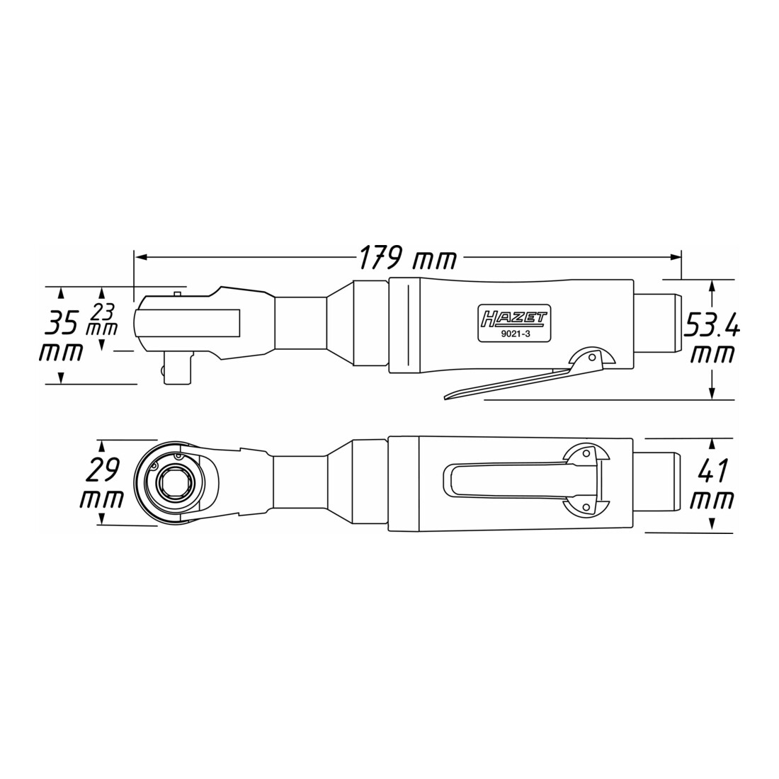 HAZET ratelschroevendraaier 9021-3 vierkant massief 10 mm (3/8 inch)