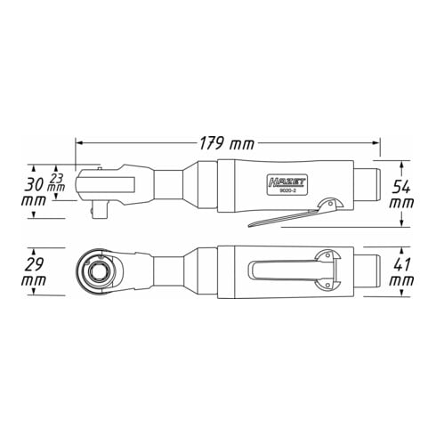 HAZET Ratschenschrauber 9020-2 Vierkant massiv 6,3 mm (1/4 Zoll)