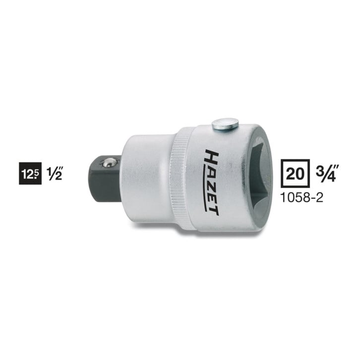 HAZET Reduzierstück 1058-2 Vierkant hohl 20 mm (3/4 Zoll) Vierkant massiv 12,5 mm (1/2 Zoll)