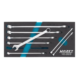 HAZET Ring-steeksleutelset 163-292/8 ∙ Buiten-twaalfkant-tractieprofiel ∙ 10 ∙ 11 ∙ 13 ∙ 14 ∙ 15 ∙ 17 ∙ 19 ∙ 22 ∙ Aantal gereedschappen: 8