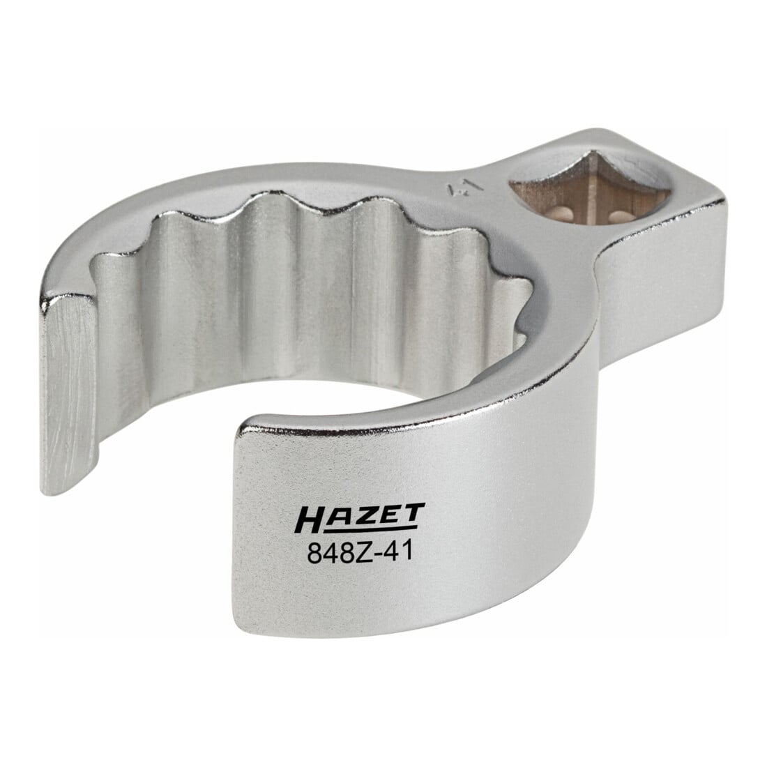 HAZET Ringschlüssel, Doppel-6kt, offen 848Z-15 ∙ Vierkant hohl 10 mm (3/8 Zoll) ∙ Außen-Doppel-Sechskant Profil ∙ 15 ∙ Innen-Vierkant (Robertson) 10 =<sup>3</sup>⁄<sub>8</sub>″