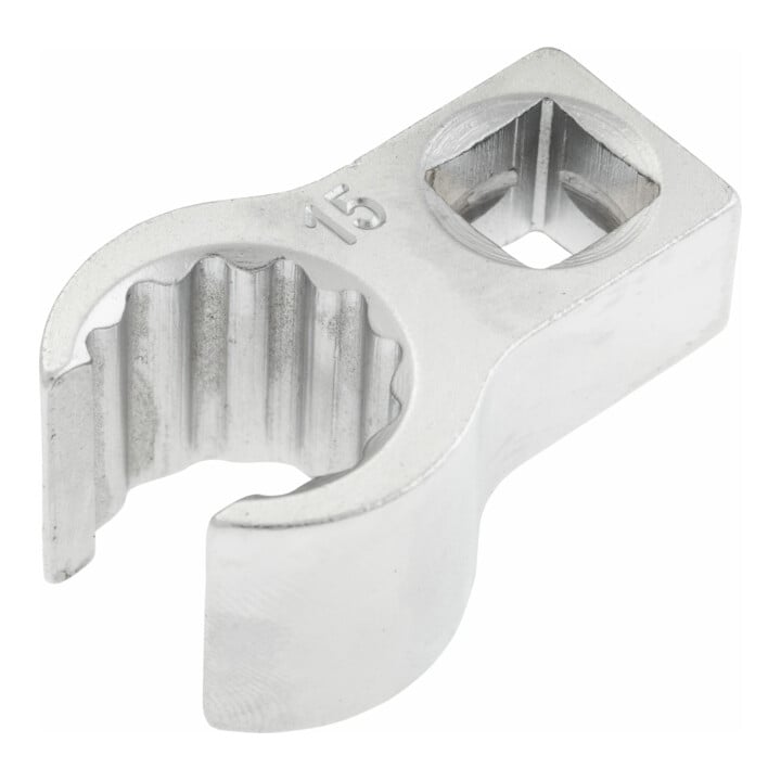 HAZET Ringschlüssel, Doppel-6kt, offen 848Z-15 ∙ Vierkant hohl 10 mm (3/8 Zoll) ∙ Außen-Doppel-Sechskant Profil ∙ 15 ∙ Innen-Vierkant (Robertson) 10 =<sup>3</sup>⁄<sub>8</sub>″