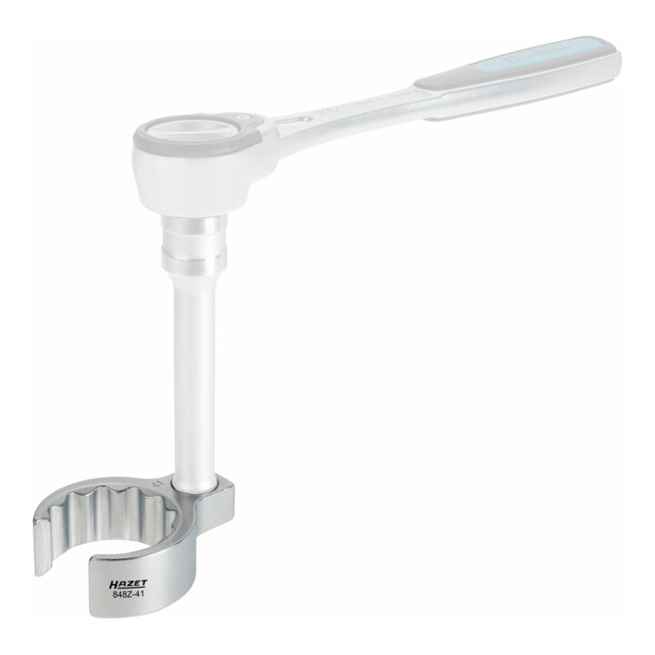 HAZET Ringsleutel ∙ twaalfkant ∙ open 848Z-19 ∙ Vierkant hol 10 mm (3/8 inch) ∙ Buiten-twaalfkant-profiel ∙ 19 mm ∙ Binnenvierkant 10 =<sup>3</sup>⁄<sub>8</sub>″