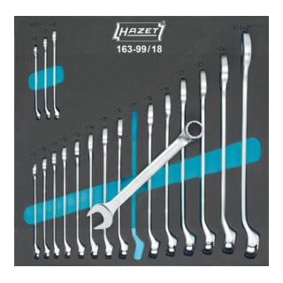 HAZET ringsteeksleutelset 163-99/18 Buiten dubbel zeskant Profiel 6 - 27 Aantal gereedschappen: 18