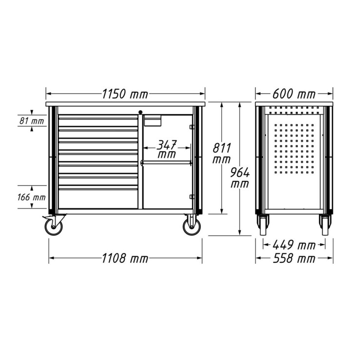 HAZET Rollwerkbank 179NW-8/244 244-teilig blau
