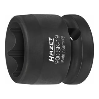 HAZET Schlag-, Maschinenschrauber-Steckschlüssel-Einsatz (6kt.) 900SK-19 Vierkant hohl 12,5 mm (1/2 Zoll) Außen-Sechskant-Tractionsprofil 19