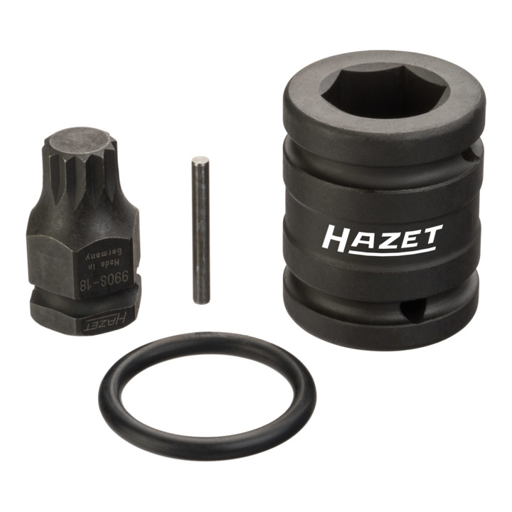 HAZET Schlag-, Maschinenschrauber Steckschlüsseleinsatz-Satz 2549-18/4 Vierkant hohl 20 mm (3/4 Zoll) Innen Vielzahn Profil XZN M18 Anzahl Werkzeuge: 4