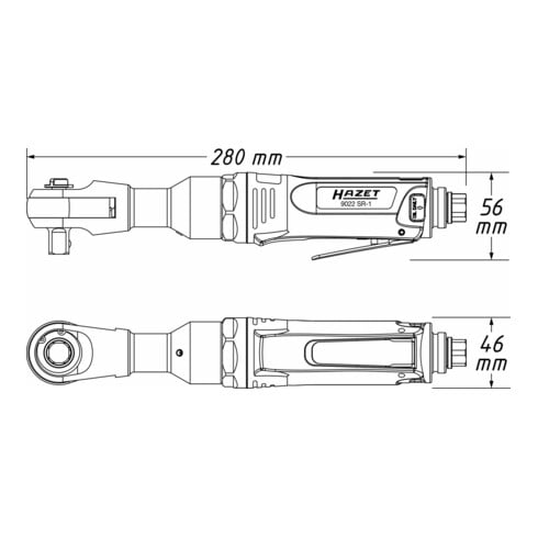 HAZET Schlag-Ratschenschrauber 9022SR-1 Vierkant massiv 12,5 mm (1/2 Zoll) Hochleistungs-Stift-Schlagwerk