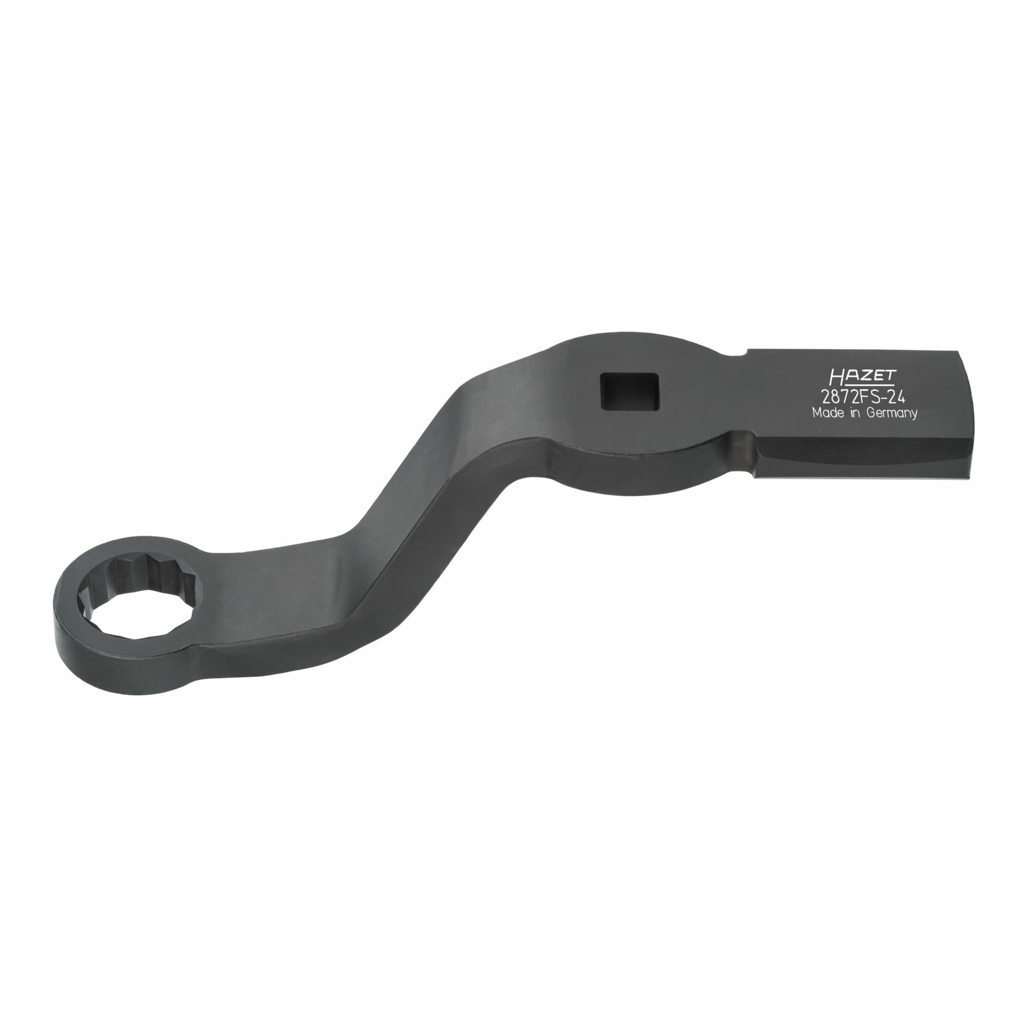 HAZET Schlag-Ringschlüssel (Doppel-6kt.) mit 2 Schlagflächen 2872FS-24 ∙ Vierkant hohl 12,5 mm (1/2 Zoll) ∙ Außen-Doppel-Sechskant Profil ∙ 24